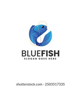 Ilustración de logotipo de Vector Gradiente de pescado azul Estilo colorido