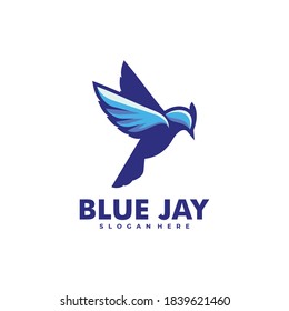 Vector Logo Illustration Blue Jay Simple Mascot Style.