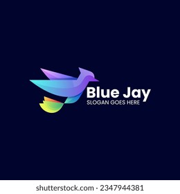 Vector Logo Illustration Blue Jay Gradient Colorful Style
