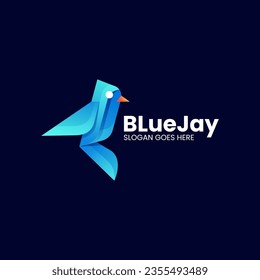 Vector Logo Illustration Blue Jay Gradient Colorful Style