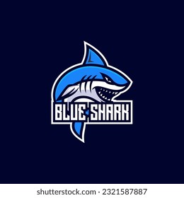 Vektorlogo Illustration Blue Shark Simple Mascot Style. 