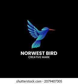 Vector Logo Illustration Bluebird Gradient Colorful Style.