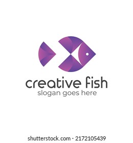 Vector Logo Illustration of a Bluefish, Gradient Colorful Style.