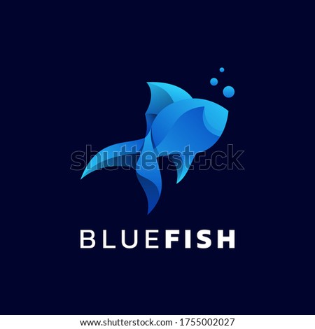 Vector Logo Illustration of a Bluefish, Gradient Colorful Style.