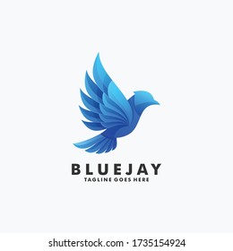 Vector Logo Illustration Bluejay Gradient Colorful Style.