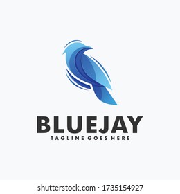 Vector Logo Illustration Bluejay Gradient Colorful Style.