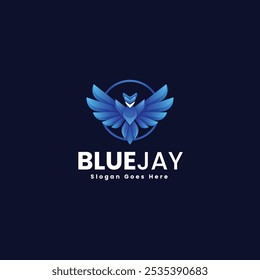 Vector Logo Illustration Bluejay Gradient Colorful Style