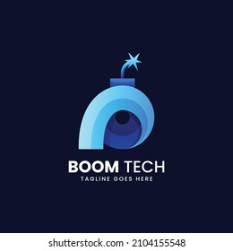Vector Logo Illustration Bomb Gradient Colorful Style.