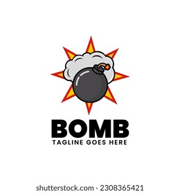 Logo Vector Ilustración Bomba Sencillo Estilo Mascota.