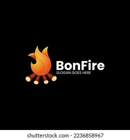 Vector Logo Illustration Bon Fire Gradient Colorful Style.