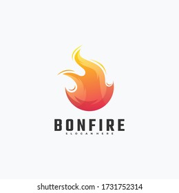 Ilustración del logotipo del vector Estilo de color gradiente de la hoguera