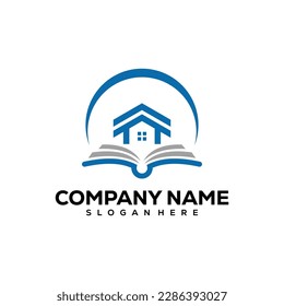 Vector Logo Illustration Book House Gradient Colorful Style.

