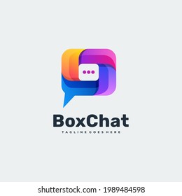 Vector Logo Illustration Box Chat Gradient Colorful Style.