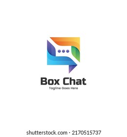 Vector Logo Illustration Box Chat Gradient Colorful Style.