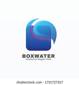 Vector Logo Illustration Box Water Gradient Colorful Style