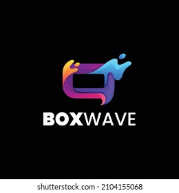 Ilustración de la caja del logotipo del vector Estilo de color gradiente de onda.