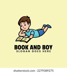 Vector Logo Illustration Boy Cartoon Style.