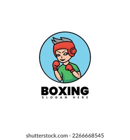 Vector Logo Illustration Boy Mascot Cartoon Style.