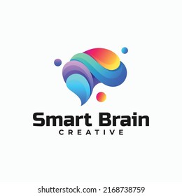 Vector Logo Illustration Brain Gradient Colorful Style.
