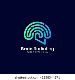 Vector Logo Illustration Brain Gradient Line Art Style