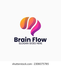 Vector Logo Illustration Brain Gradient Colorful Style