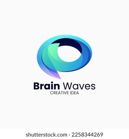 Logotipo vectorial Ilustración Estilo colorido gradiente de ondas cerebrales