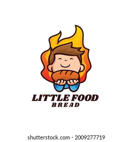 Vector Logo Illustration Bread Boy Mascot Cartoon Style.