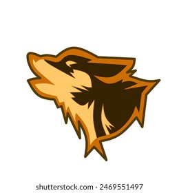 vector logo illustration of a brown fox wolf head icon on a white background