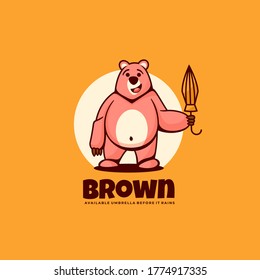 Vector Logo Illustration Brown Simple Mascot Style.