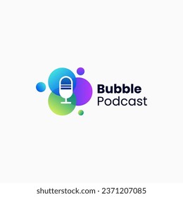 Vector Logo Illustration Bubble Podcast Gradient Colorful Style