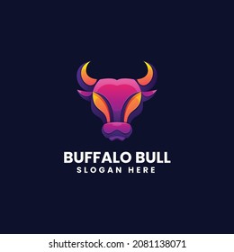 Vector Logo Illustration Buffalo Bull Gradient Colorful Style.