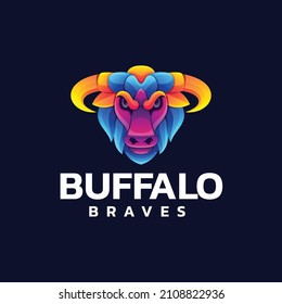 Vector Logo Illustration Buffalo Gradient Colorful Style.