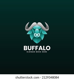 Vector Logo Illustration Buffalo Gradient Colorful Style.