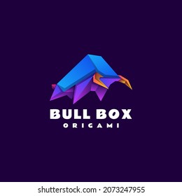 Vector Logo Illustration Bull Box Gradient Colorful Style.