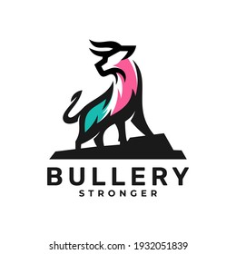 Vector Logo Illustration Bull Color Mascot Style.