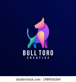 Vector Logo Illustration Bull Colorful Style.