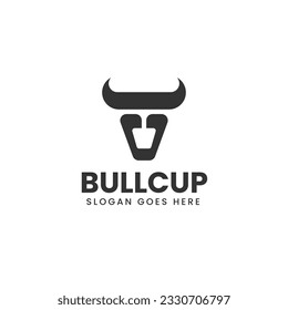 Vector Logo Illustration Bull Cup silhouette Style