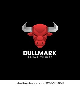 Vector Logo Illustration Bull Gradient Colorful Style.
