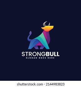 Vector Logo Illustration Bull Gradient Colorful Style.