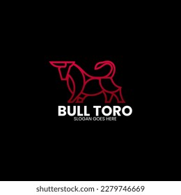 Vector Logo Illustration Bull Gradient Line Art Style