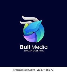 Vector Logo Illustration Bull Gradient Colorful Style