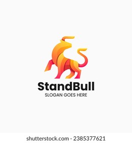 Vector Logo Illustration Bull Gradient Colorful Style