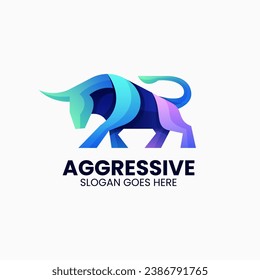 Vector Logo Illustration Bull Gradient Colorful Style