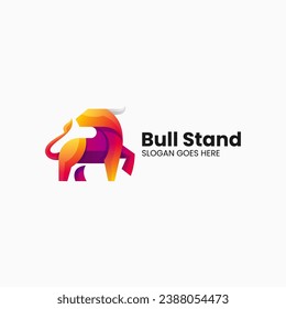 Vector Logo Illustration Bull Gradient Colorful Style
