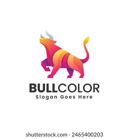 Vector Logo Illustration Bull Gradient Colorful Style