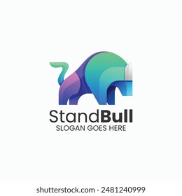 Vector Logo Illustration Bull Gradient Colorful Style