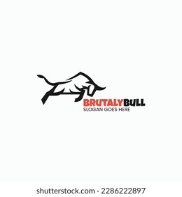 Vector Logo Illustration Bull Line Art Style.