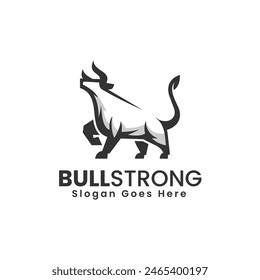 Vector Logo Illustration Bull Silhouette Style
