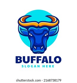 Vector Logo Illustration Bull Simple Mascot Style.