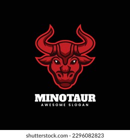 Vector Logo Illustration Bull Simple Mascot Style.